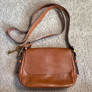 Fossil Tan Leather Crossbody Bag & Small Wallet